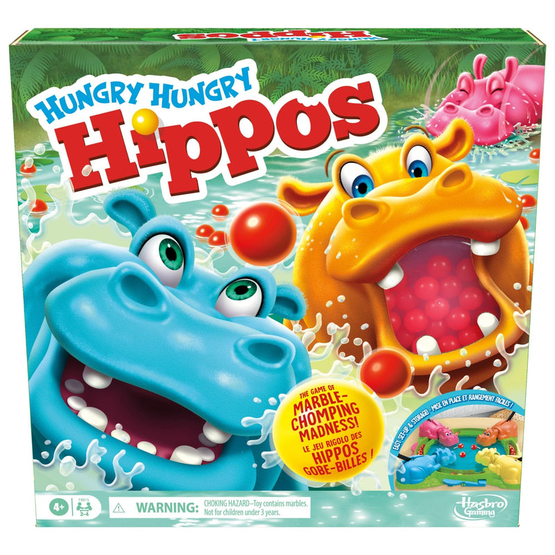 Hasbro Hungry Hungry Hippos Classic Family Board Game, Bilingual, Ages 4+ B4