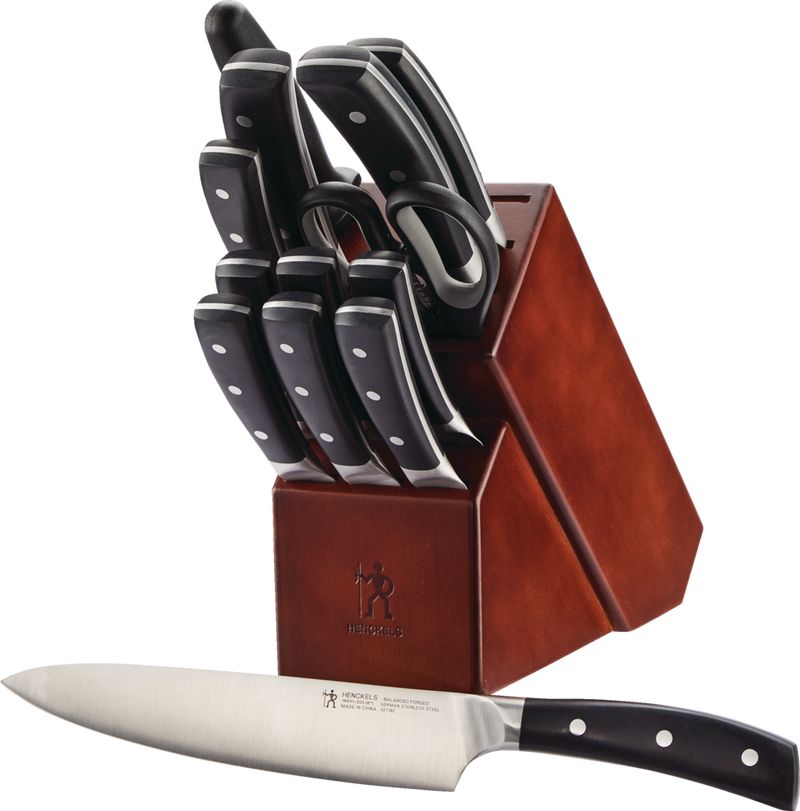 Henckels Balanced Forged Steel Knife Block Set, Ergonomic Grip, 14-pc B5