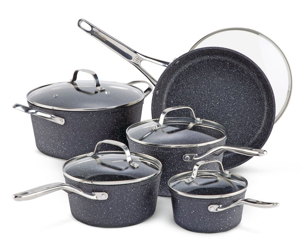 Heritage The Rock Forged Non-Stick Cookware Set, Dishwasher & Oven Safe, Black, 10-pc W7