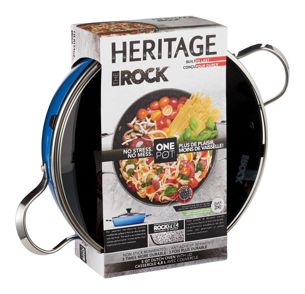 Heritage The Rock One-Pot Dutch Oven, Dishwasher & Oven Safe, Blue, 5qt