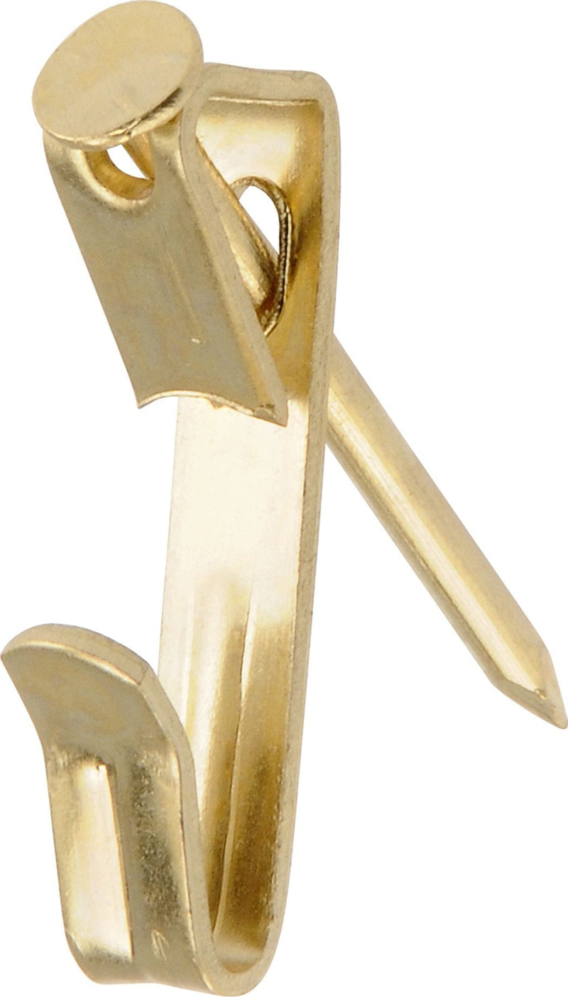 Hillman Conventional Picture Hanger, For DrywAll/ Plaster WAll, 30-lb Capacity, Brass Plated, 6-pk I1