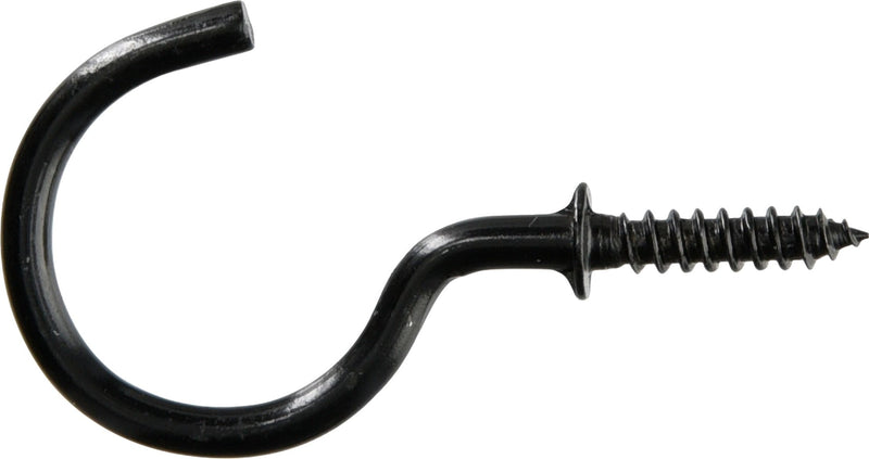 Hillman Mug Cup Hook, Half Hook Half Screw, Black, 7/8-in, 40-pk D2