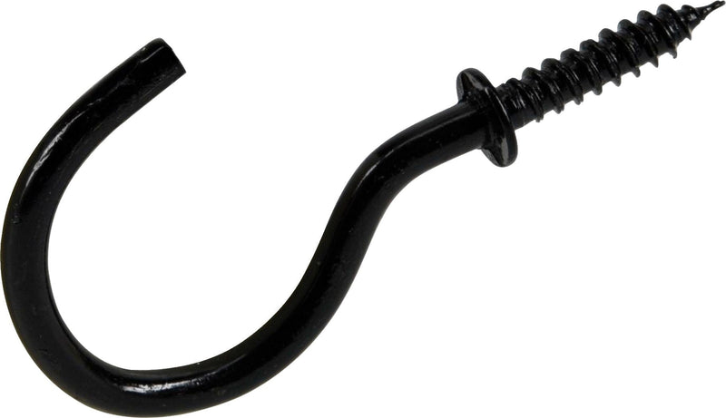 Hillman Mug Cup Hook, Half Hook Half Screw, Black, 7/8-in, 8-pk Y0