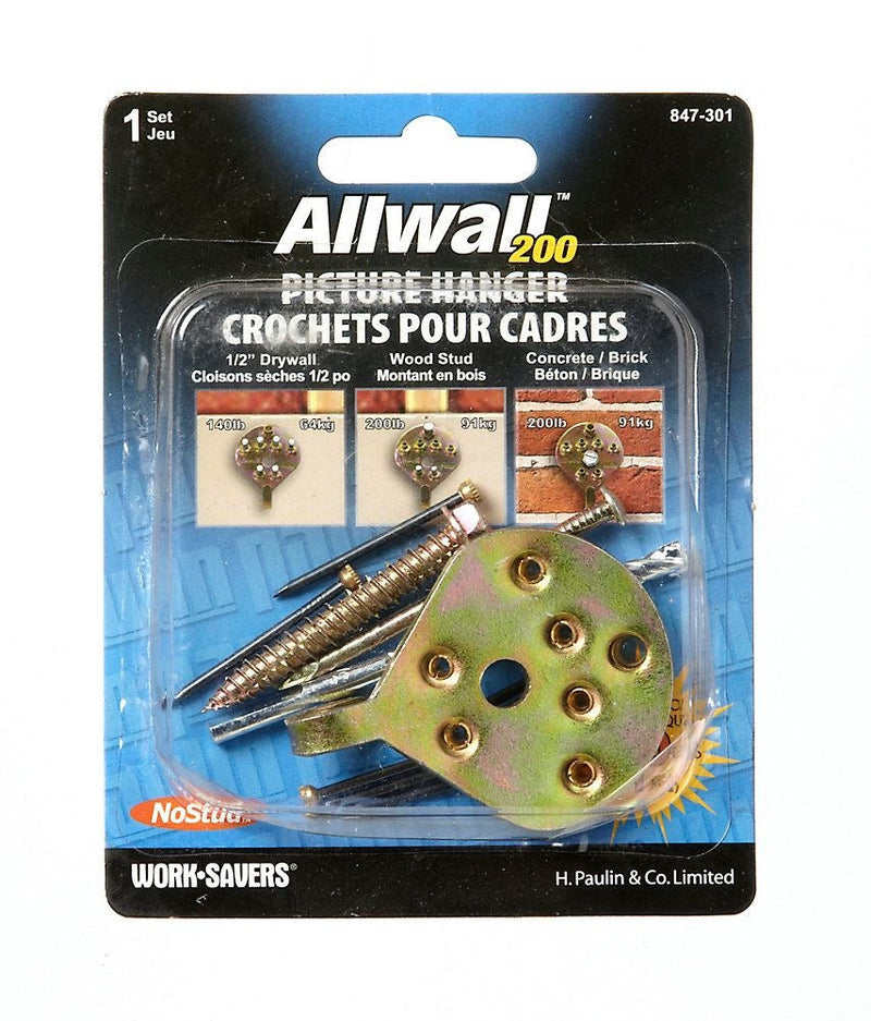 Hillman No Stud All WAll Picture Hanger, With Fasteners, 200-lb Capacity, Gold O5