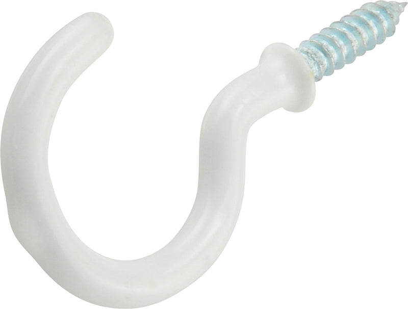 Hillman Steel Vinyl Mug Cup Hooks, Screw-In, White, 1-1/4in, 2-pk K2