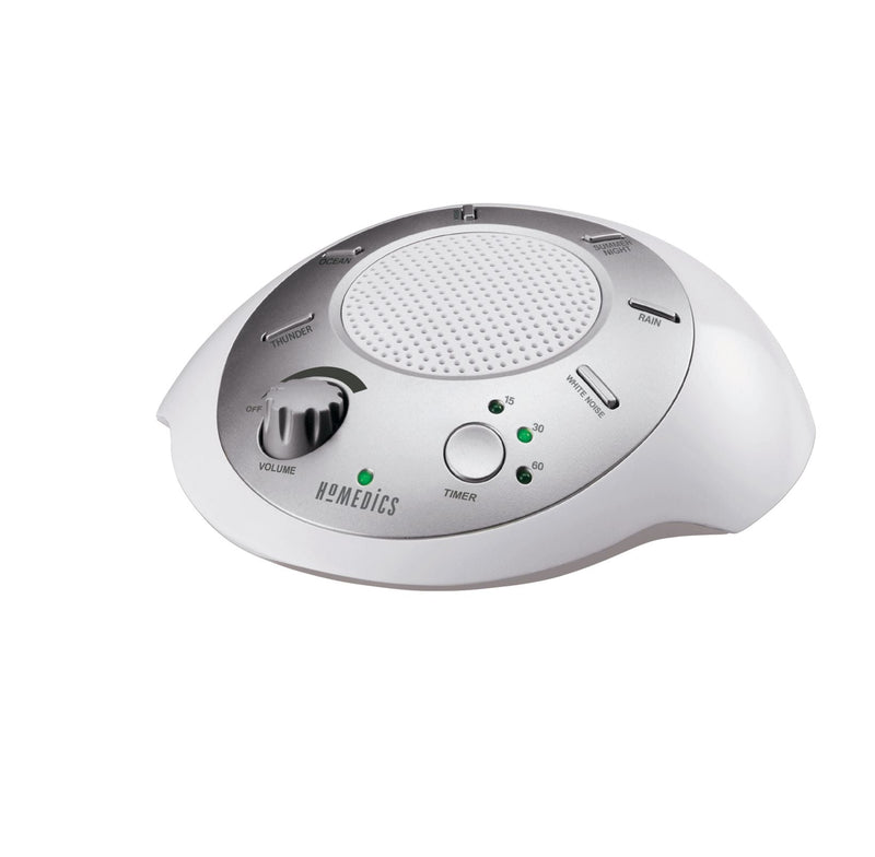 HoMedics SoundSpa Battery-Operated Portable White Noise Sleep Sound Machine with Auto-Off Timer, White T4