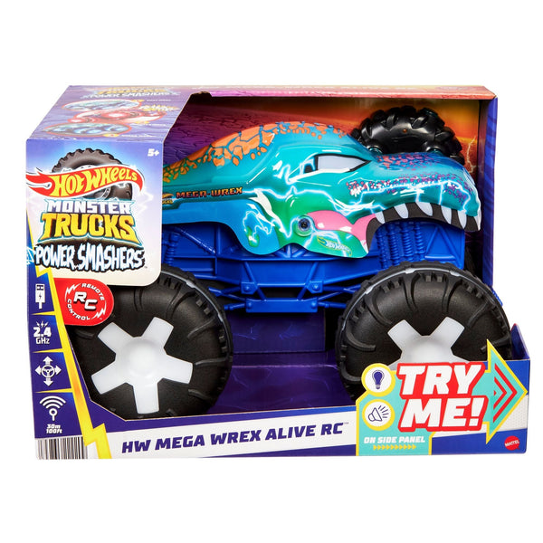 Hot Wheels Monster Truck Remote Controlled 1:15 Scale Mega Wrex Toy Vehicle with Sounds & Lights, Ages 5+ F3