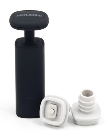 HOUDINI Wine Vacuum Preserver with Bottle Stopper, Black E3