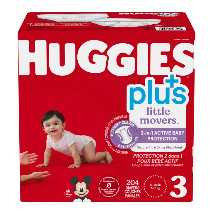 Huggies Little Movers Plus Diapers, Sizes 3 - 7 J3