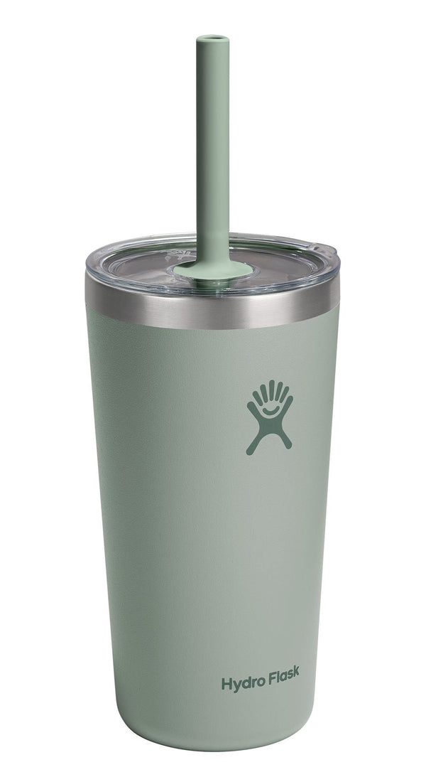 Hydro Flask Stainless Steel Insulated All Around Tumbler with Clear Press-In Straw Lid, Agave, 20-oz M4