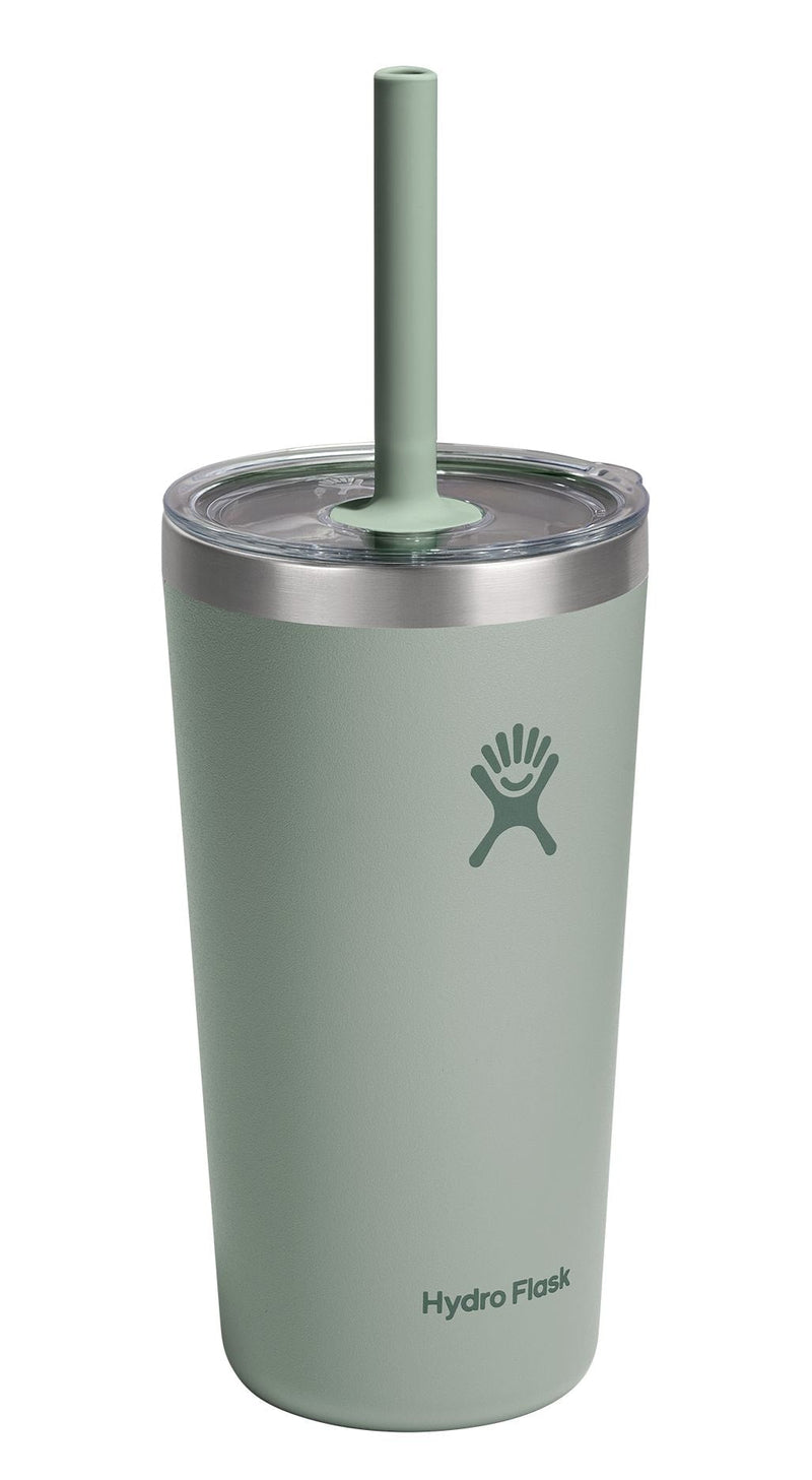 Hydro Flask Stainless Steel Insulated All Around Tumbler with Clear Press-In Straw Lid, Agave, 20-oz M4