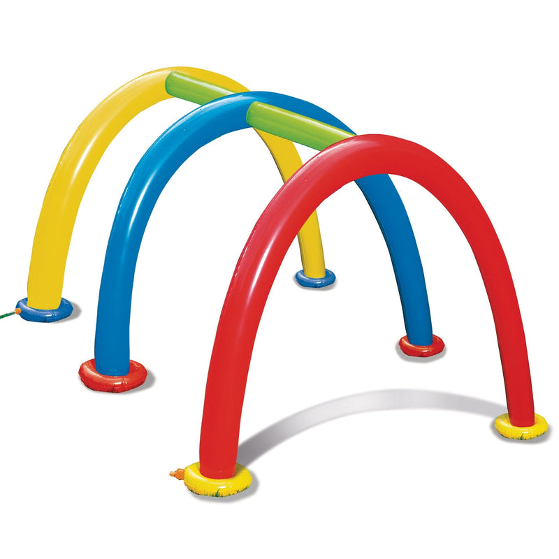 Inflatable Splash Tunnel Water Sprinkler, Yellow/Blue/Red, Ages 3+, for Beach/Pool Fun Activities W0