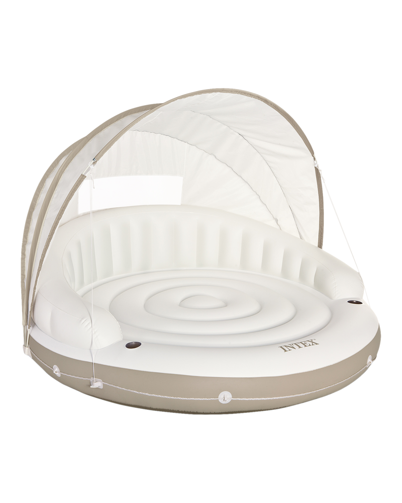 Intex Off White Canopy Inflatable Pool Island Multi Person Float with Detachable Sun Shade V4