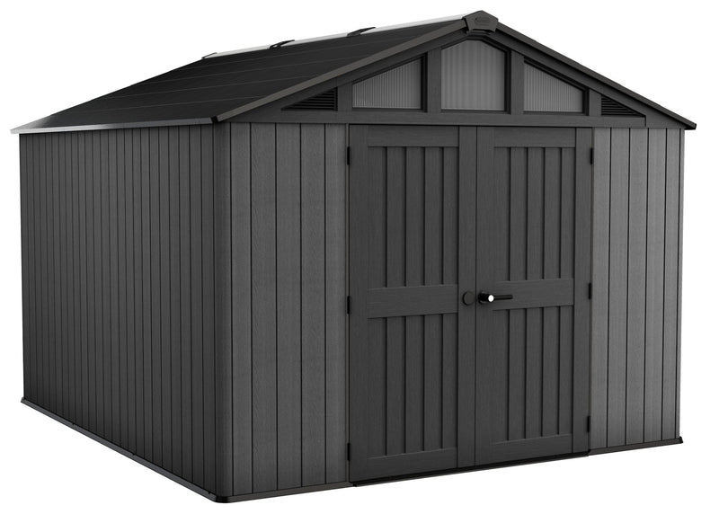 Keter Apex Resin 2-Door Outdoor Storage Shed with Full Length Skylight, Grey, 10-ft x 11.5-ft P9