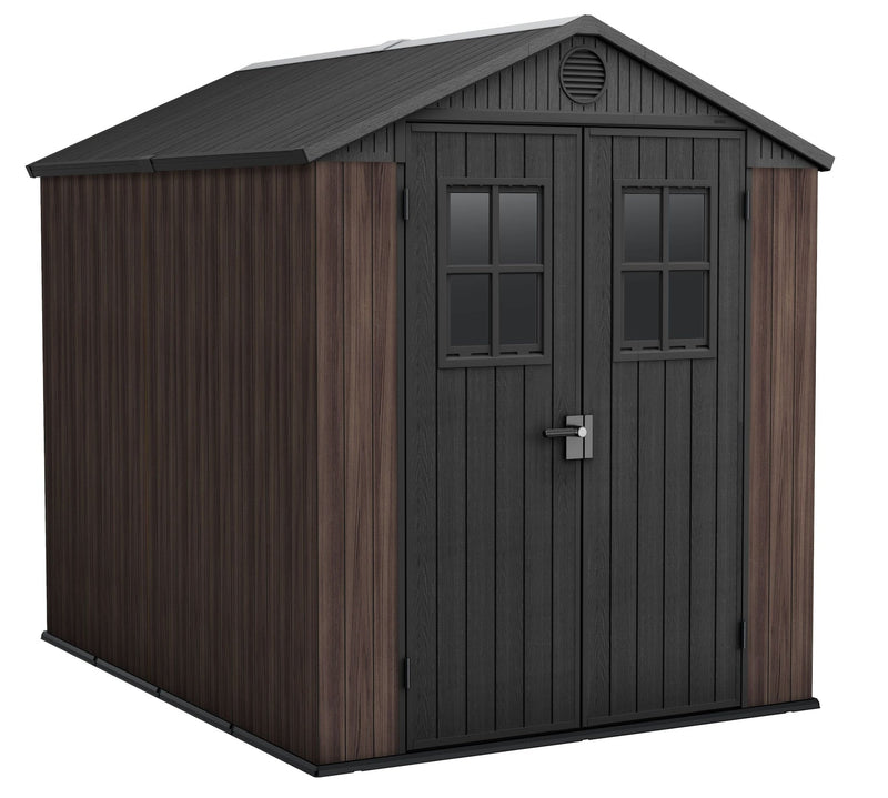 Keter Darwin Resin Outdoor Storage Shed with DecoCoat, Brown, 6-ft x 8-ft W5