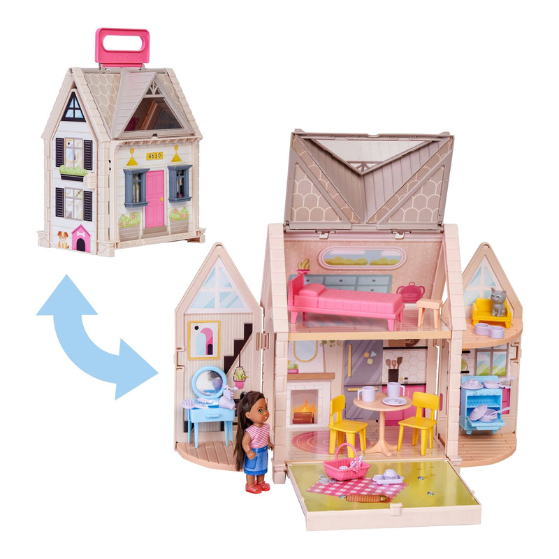 KidKraft Tote-ables Cottage Doll House Playset for Kids, Includes Doll, Ages 3+ C5