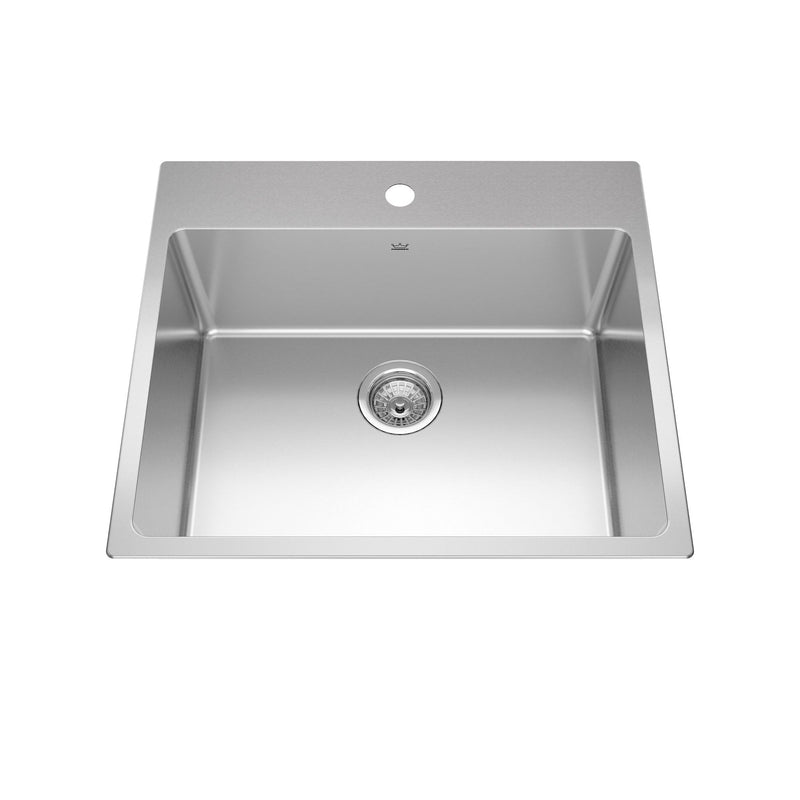 Kindred Brookmore Drop In Single Bowl 1-Hole Kitchen Sink, 25-in x 22-in x 9-in, Stainless Steel P9