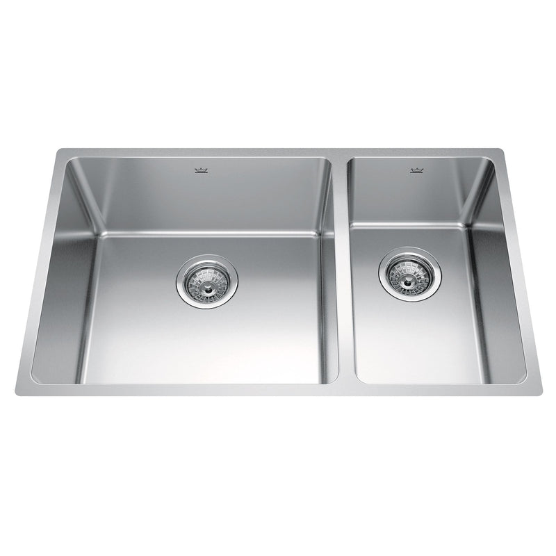 Kindred Brookmore Undermount Combination Bowl Kitchen Sink, 30.5-in x 18.1-in x 9-in, Stainless Steel B3