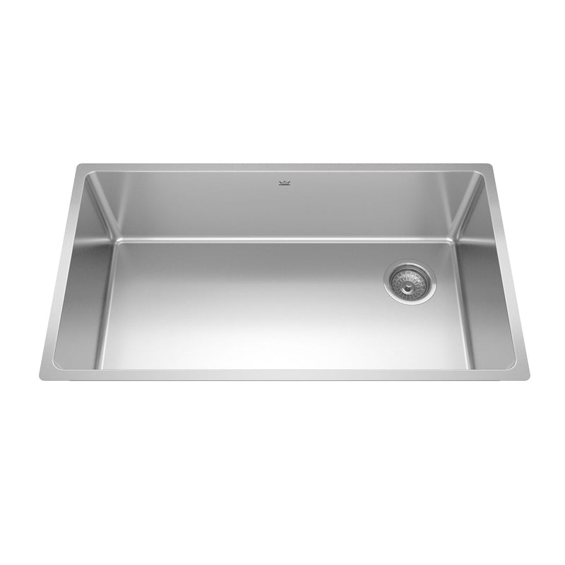 Kindred Brookmore Undermount Single Bowl Off Set Waste Kitchen Sink, 32.5-in x 18.1-in x 9-in, Stainless Steel Z8
