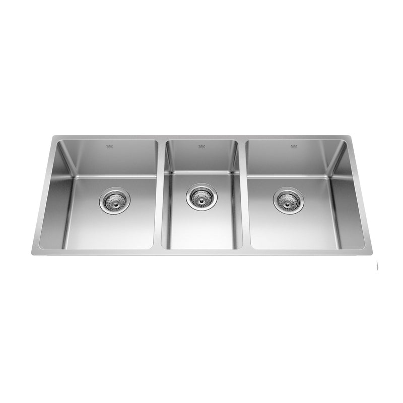 Kindred Brookmore Undermount Triple Bowl Kitchen Sink, 41.5-in x 18.1-in x 9-in, Stainless Steel V0