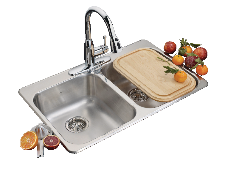 Kindred Reginox Drop In Double Bowl 3-Hole Kitchen Sink, 31.25-in LR x 20.5-in FB, Stainless Steel N5