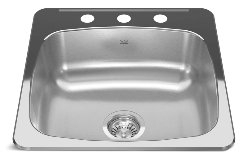 Kindred Reginox Drop In Single Bowl 3-Hole Kitchen Sink, 20.13-in x 20.56-in, Stainless Steel S6