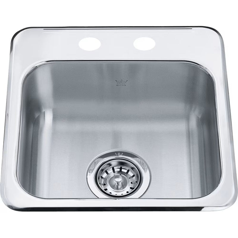 Kindred Steel Queen Drop In Single Bowl 2-Hole Hospitality Sink, 15.13-in x 15.44-in x 6-in, Stainless Steel I6