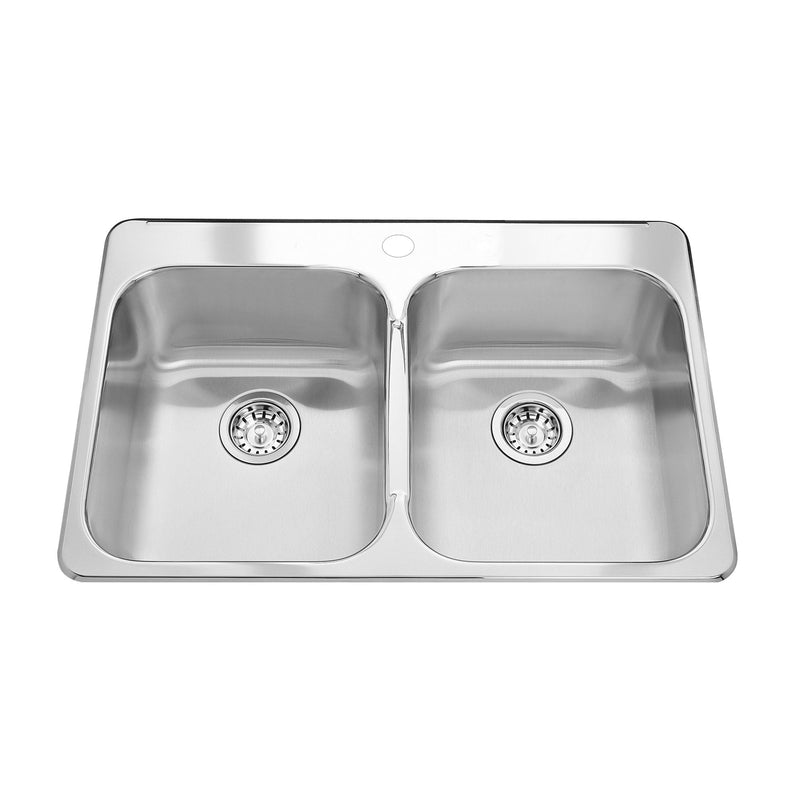 Kindred Steel Queen Kitchen Top Mount Double Ledgeback Sink, 8 inch deep R5