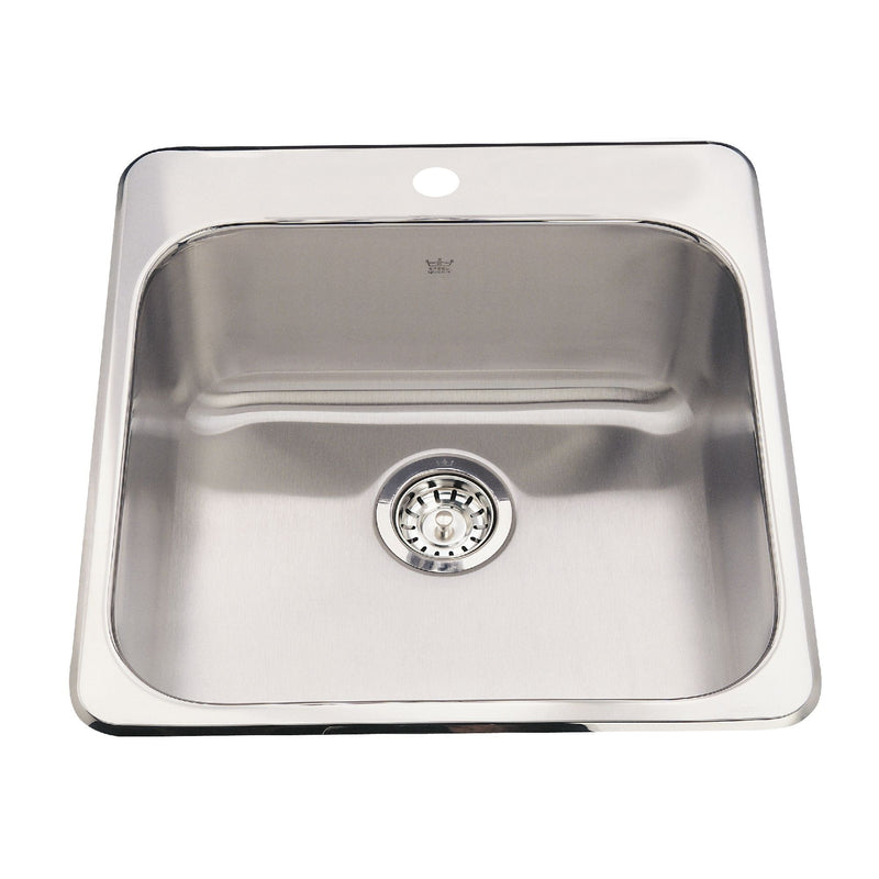 Kindred Steel Queen Top Mount Stainless Steel Single Bowl Kitchen Sink, 23x23x7-in H9