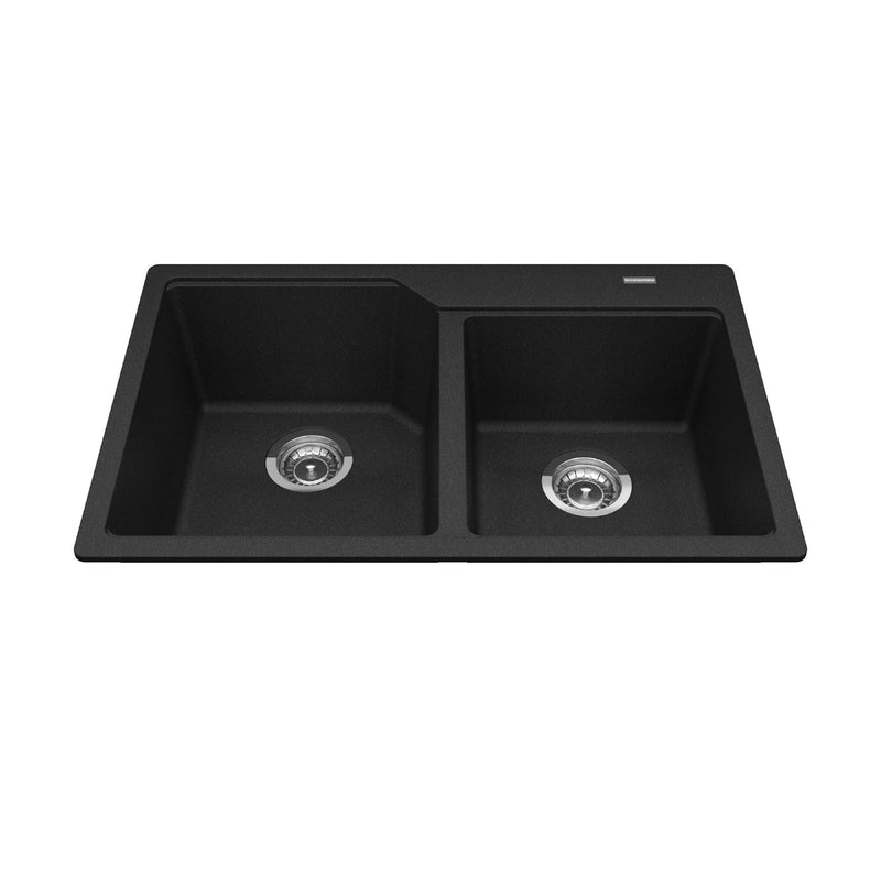 Kindred Urban Drop In Granite Double Bowl Kitchen Sink, 30.69-in x 19.69-in x 8.63-in, Onyx T4