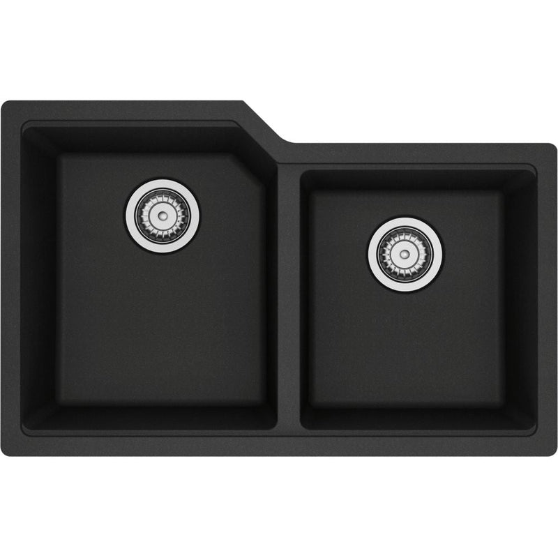 Kindred Urban Undermount Granite Double Bowl Kitchen Sink, 30.69-in x 19.69-in x 8.63-in, Onyx V7