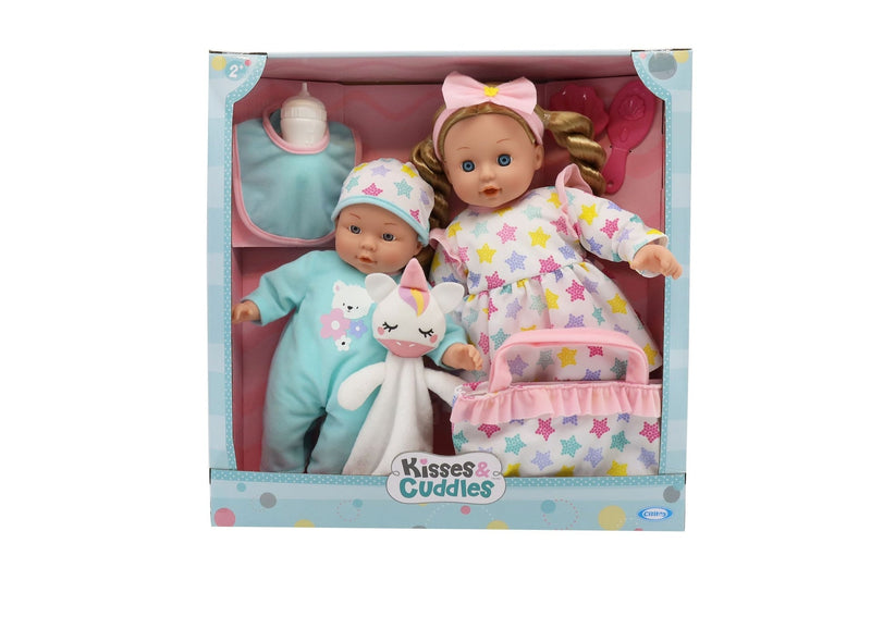 Kisses & Cuddles Soft Body Baby Doll Gift Set with 12-in and 16-in Dolls C1