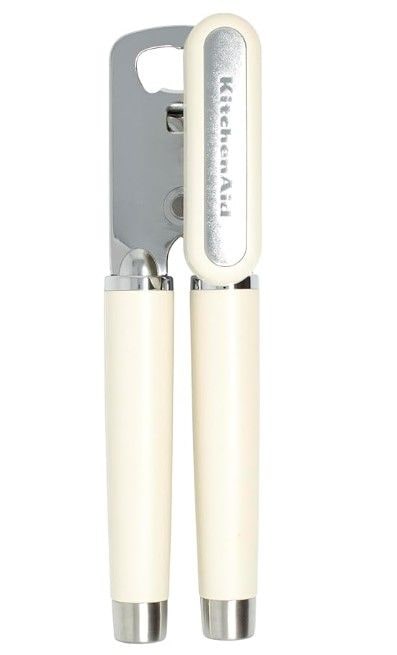 KitchenAid Gourmet Hard Handle Stainless Steel Can Opener, Black, Almond Cream N0