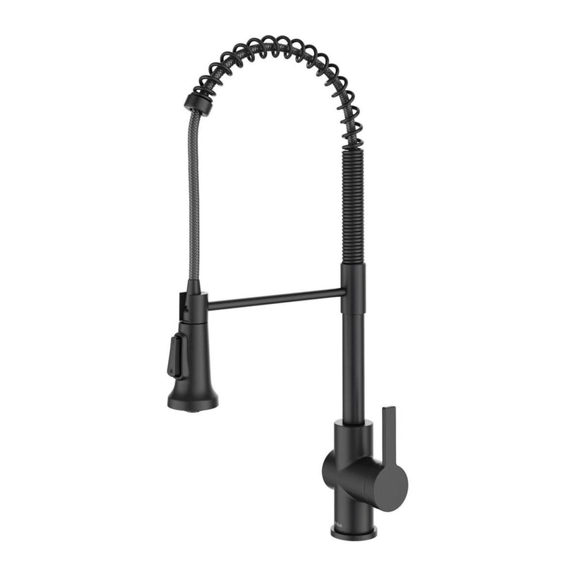 Kraus Britt Commercial Style Pull-Down Single Handle Kitchen Faucet, Matte Black A1