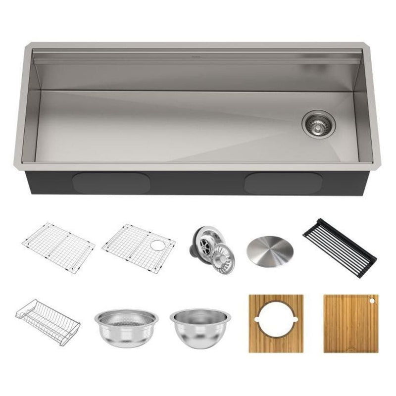 Kraus Kore 2-Tier Workstation Undermount 16-Gauge Single Bowl Kitchen Sink with 10 Accessories, 45-in Y3