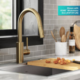 Kraus Oletto Pull-Down Single Handle Kitchen Faucet with QuickDock Top Mount Installation Assembly, Spot Free Antique Champagne Bronze