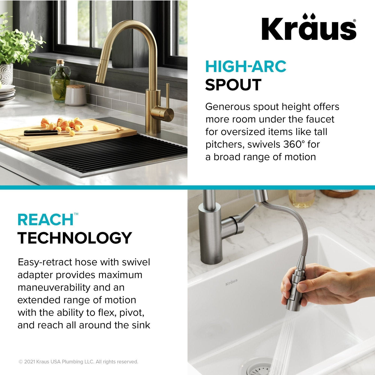 Kraus Oletto Pull-Down Single Handle Kitchen Faucet with QuickDock Top Mount Installation Assembly, Spot Free Antique Champagne Bronze