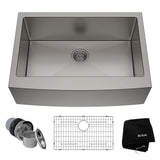 Kraus Standard PRO Apron Front Farmhouse Stainless Steel Single Bowl Kitchen Sink, 30x21x10-in