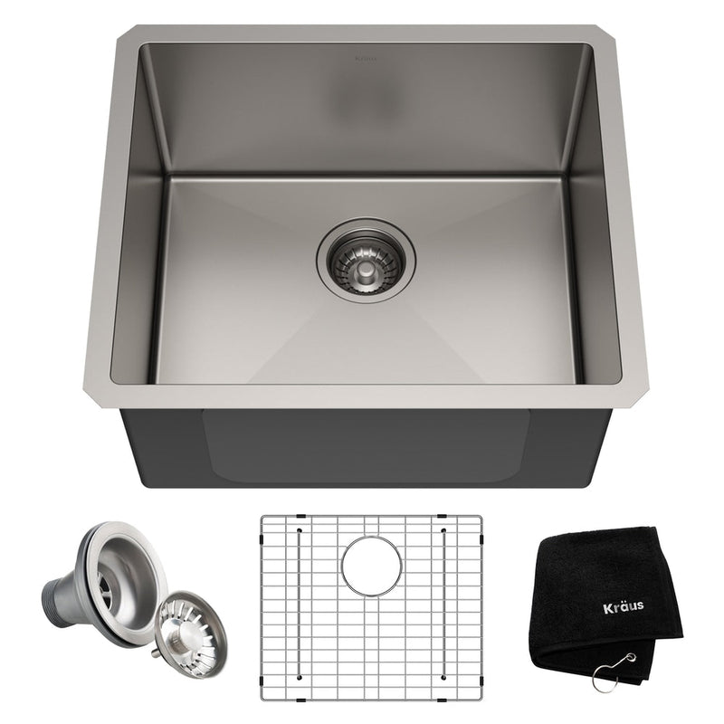Kraus Standard PRO Undermount Stainless Steel Single Bowl Kitchen Sink, 21x18x10-in O9