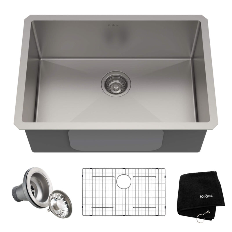 Kraus Standard PRO Undermount Stainless Steel Single Bowl Kitchen Sink, 23x18x10-in R5