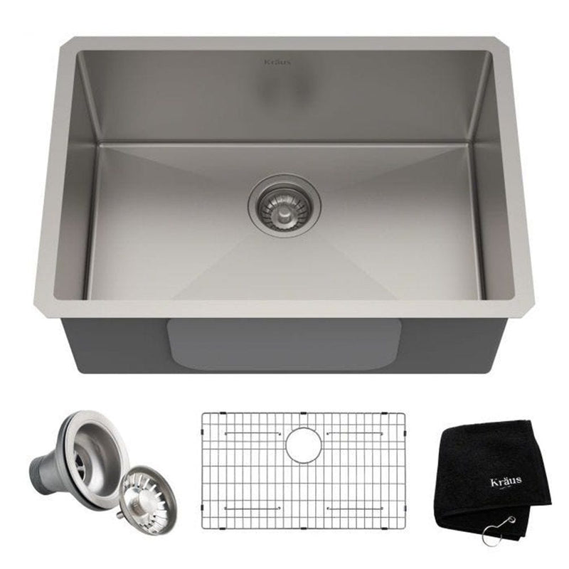 Kraus Standard PRO Undermount Stainless Steel Single Bowl Kitchen Sink, 26x18x10-in V2