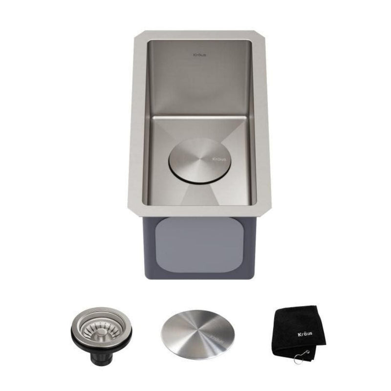 Kraus Standart PRO Undermount 16-Gauge Stainless Steel Single Bowl Bar Prep Kitchen Sink, 10-in L0