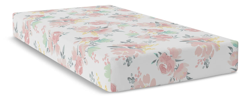 Kushies Fitted Percale Crib Sheet, Watercolour Blooms R4