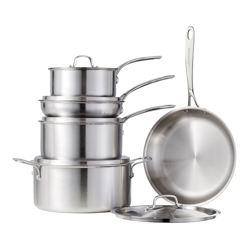 Lagostina 3-Ply Commercial Clad Cookware Set, 10-pc F9