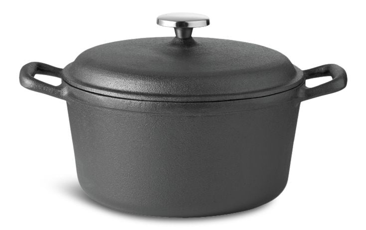 Lagostina Pre-Seasoned Casserole Dish, Cast Iron, Black, 6-qt E2