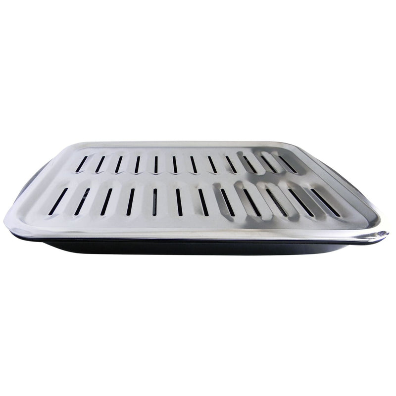 Laser 62250 2-in-1 Broiler Pan, Chrome/Porcelain, Dishwasher Safe, Black, 16 x 12.75 x 1.75-in B9