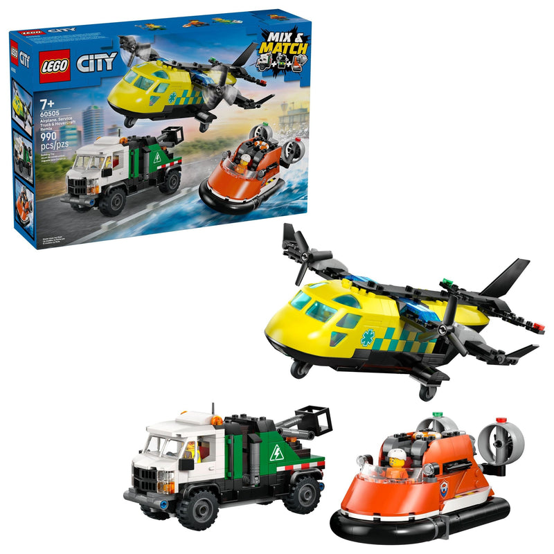 LEGO City Airplane Service, Truck & Hovercraft Remix Building Set - 60505, 990-pcs, Ages 7+ U7