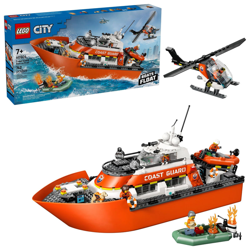LEGO City Coast Guard Rescue Boat & Helicopter Building Set - 60504, 742-pcs, Ages 7+ I4