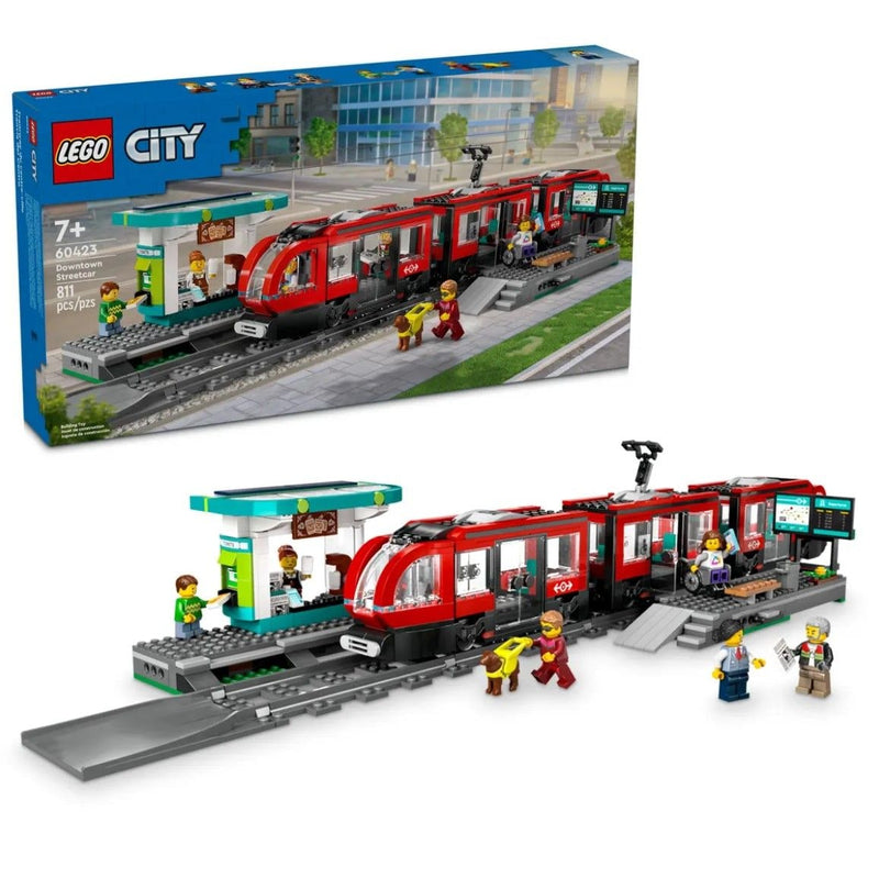 LEGO City Downtown Streetcar and Station Toy Train Set - 60423, 811-pcs, Ages 7+ V0