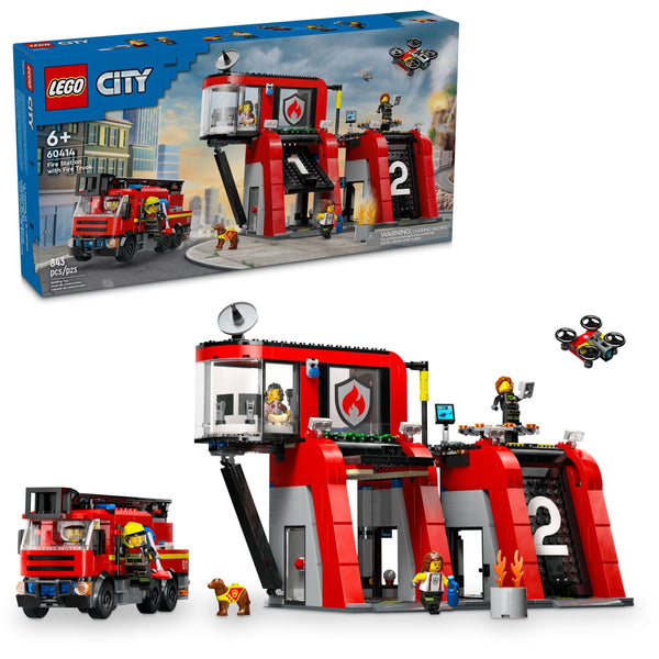 LEGO Fire Station with Fire Truck - 60414, 843-pcs, Ages 6+ T8